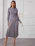 Allover Print Pleated Hem Shirt Dress